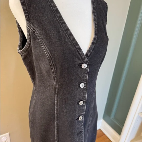Abercrombie & Fitch Mara Vest Black Denim Sleeveless Midi Dress - Picture 6 of 7